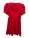 Alice + Olivia Size 4 Red Cotton Blend Short Puff Sleeve Gathered Waist Dress Red / 4