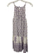 ISLAPAYAL Size S White & Purple Cotton Floral Blocked Print Sleeveless Dress White & Purple / S