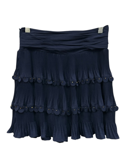 Ramy Brook Size S Navy Blue Polyester Elastic Back Accordion Pleat Mini Skirt Navy Blue / S