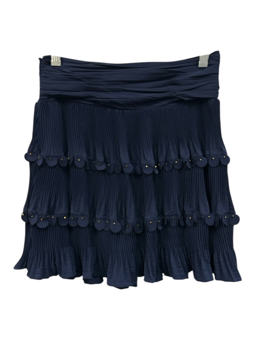 Ramy Brook Size S Navy Blue Polyester Elastic Back Accordion Pleat Mini Skirt Navy Blue / S