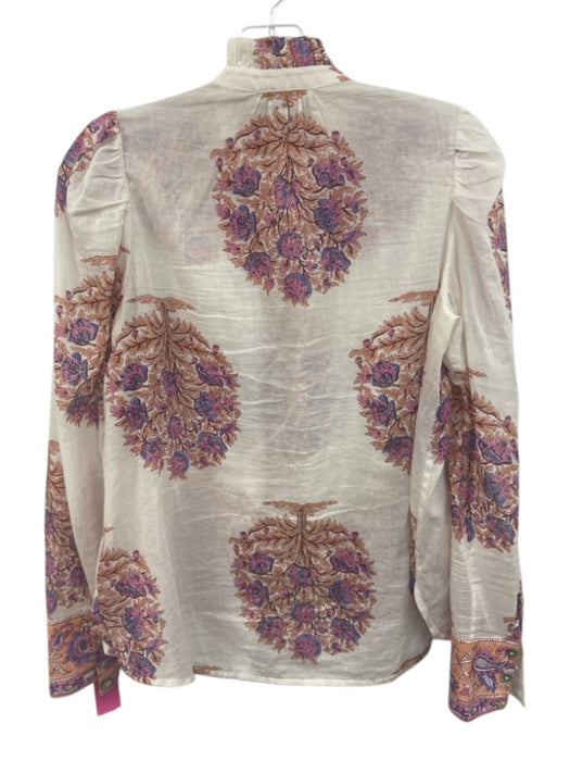 Alix of Bohemia Size XS White, Purple & Pink Cotton Floral Long Sleeve Top White, Purple & Pink / XS