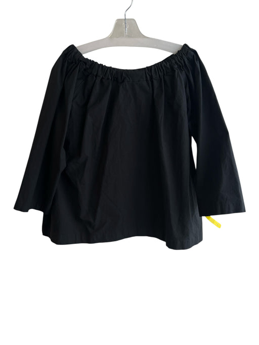 Ann Mashburn Size XL Black Cotton Blend Stretch Neck Long Sleeve Top Black / XL
