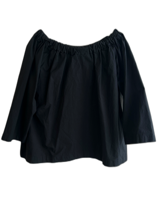 Ann Mashburn Size XL Black Cotton Blend Stretch Neck Long Sleeve Top Black / XL