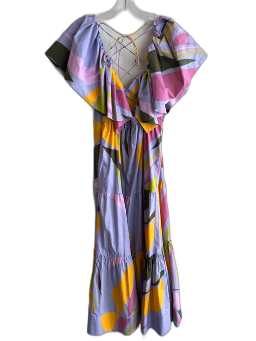 La Ligne Size Large Multi Cotton Tiered Maxi Geometric Print Dress Multi / Large