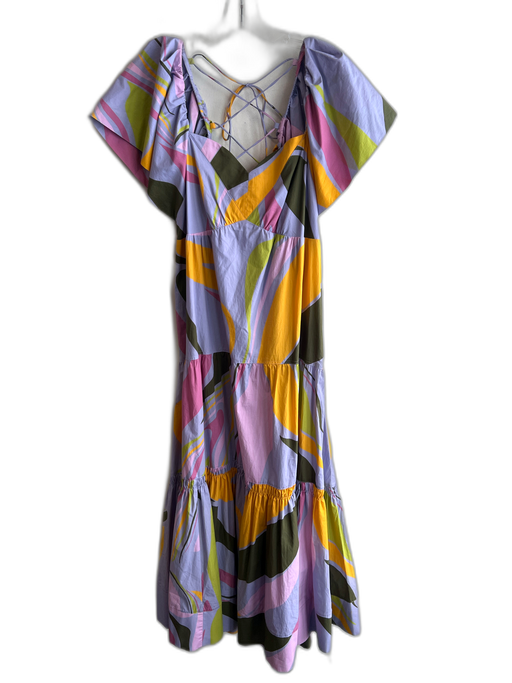 La Ligne Size Large Multi Cotton Tiered Maxi Geometric Print Dress Multi / Large