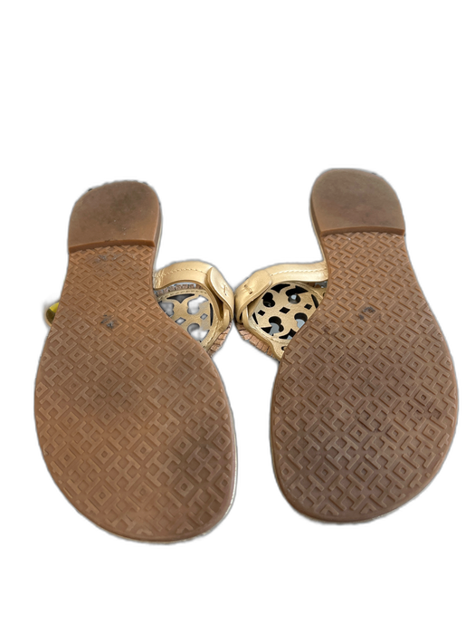 Tory Burch Shoe Size 6.5 Gold Leather Logo Thong Flat Sandal Shoes Gold / 6.5