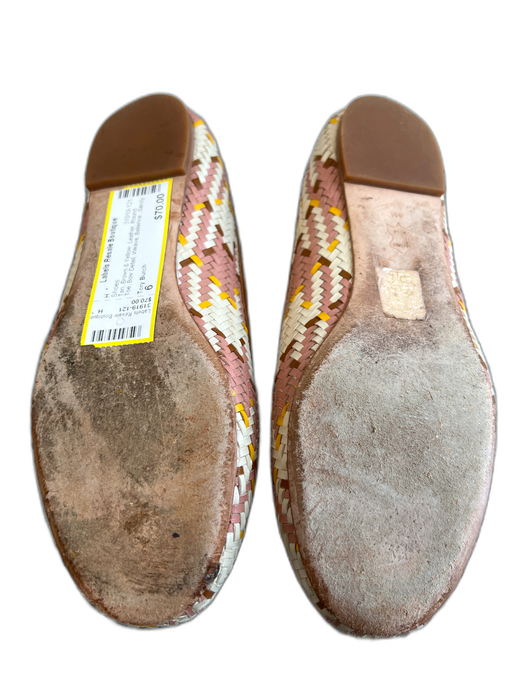 Tory Burch Shoe Size 6 Tan, Brown & Yellow Leather Round Toe Bow Detail Shoes Tan, Brown & Yellow / 6