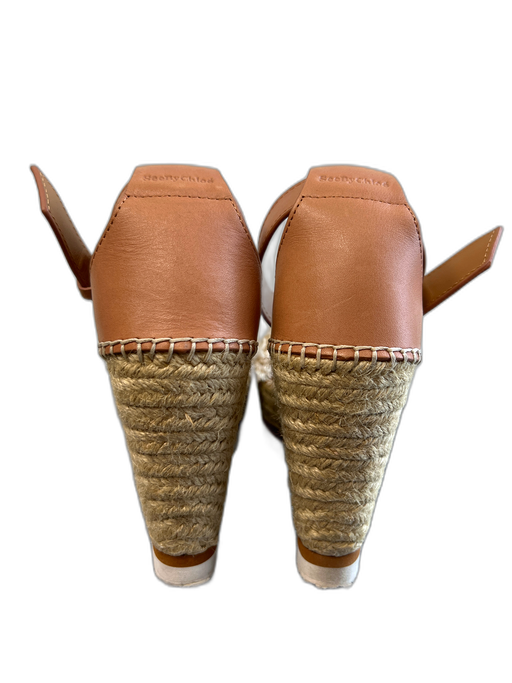 See By Chloe Shoe Size 36 Beige & Tan Leather & Fabric Wedge Platform Shoes Beige & Tan / 36