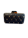 C Wonder Black & Gold Leather Quilted Hearts Gold Chain Detail Snap Closure Bag Black & Gold / Small