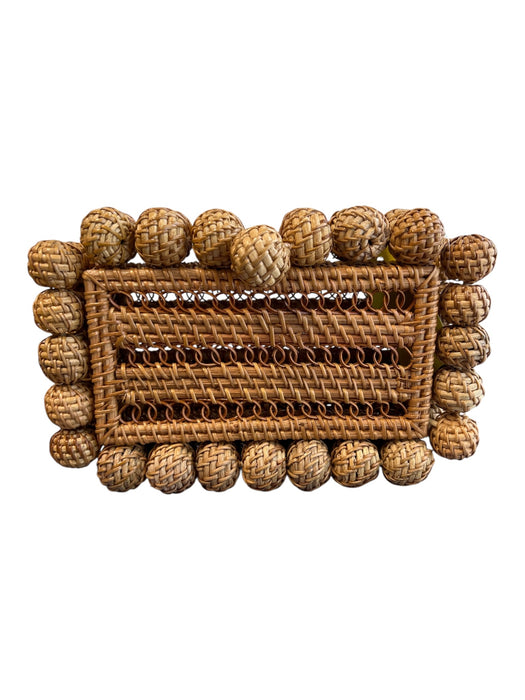 Cult Gaia Tan Rattan Rectangle Hinged Balls Bag Tan / Small
