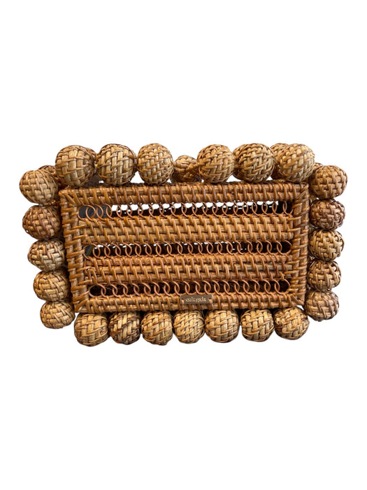 Cult Gaia Tan Rattan Rectangle Hinged Balls Bag Tan / Small