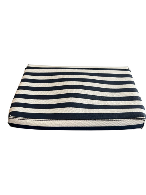 J Crew Navy & white Leather Envelope Flap Magnetic Close Clutch Bag Navy & white / Small