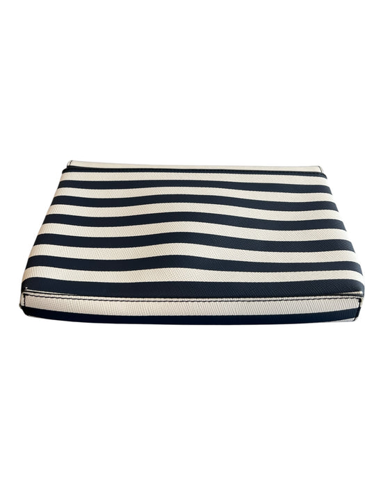 J Crew Navy & white Leather Envelope Flap Magnetic Close Clutch Bag Navy & white / Small