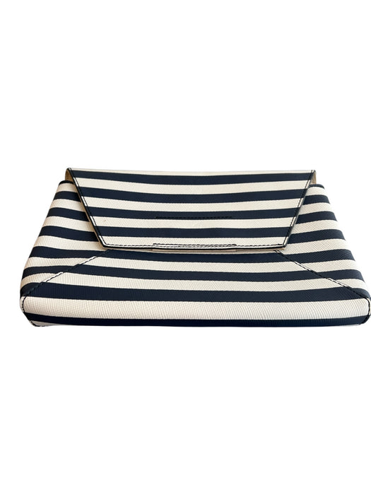 J Crew Navy & white Leather Envelope Flap Magnetic Close Clutch Bag Navy & white / Small