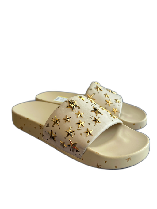 Tory Burch Shoe Size 6 Vanilla Leather Gold hardware Open Toe & Heel Stars Shoes Vanilla / 6