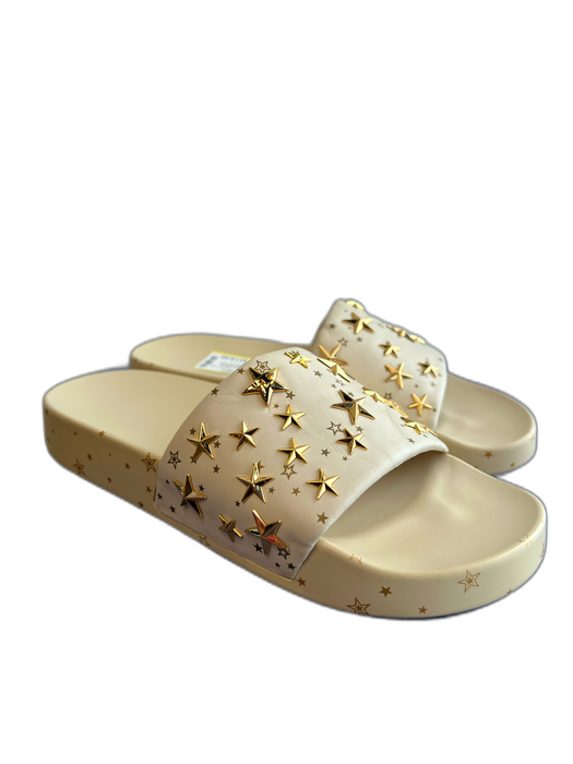 Tory Burch Shoe Size 6 Vanilla Leather Gold hardware Open Toe & Heel Stars Shoes Vanilla / 6