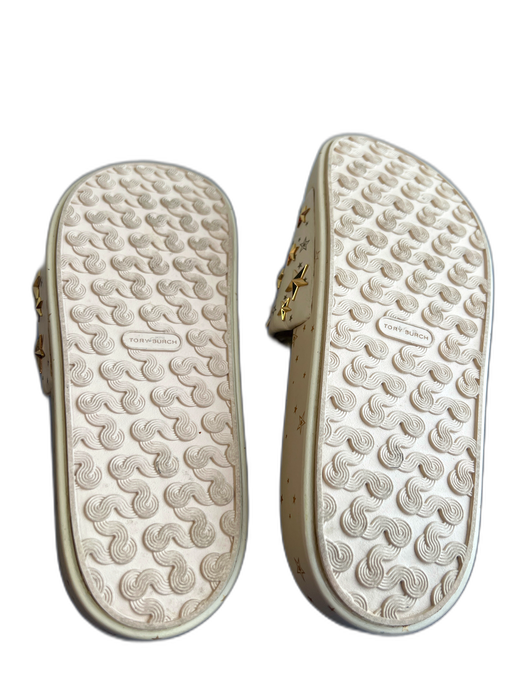 Tory Burch Shoe Size 6 Vanilla Leather Gold hardware Open Toe & Heel Stars Shoes Vanilla / 6