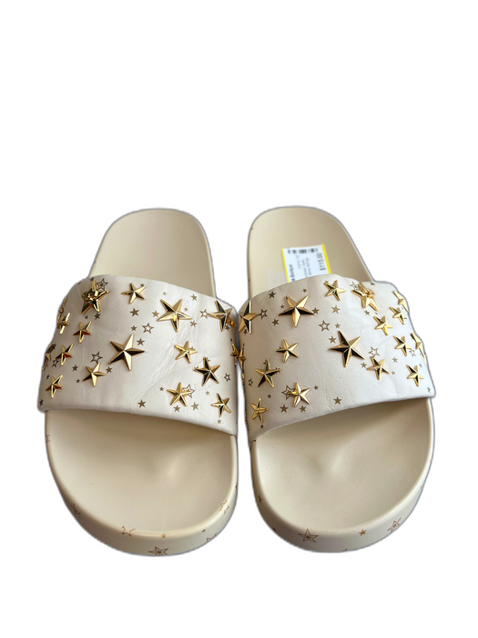 Tory Burch Shoe Size 6 Vanilla Leather Gold hardware Open Toe & Heel Stars Shoes Vanilla / 6