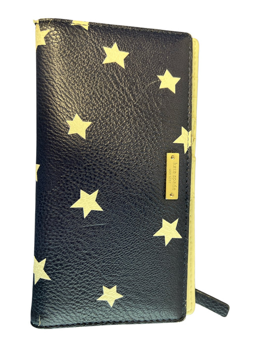 Kate Spade Navy & white Leather Stars Zip Pocket Snap Closure Wallets Navy & white