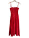 La Ligne Size L Red Cotton Ankle Length tie strap Sleeveless Shirred Dress Red / L