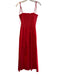 La Ligne Size L Red Cotton Ankle Length tie strap Sleeveless Shirred Dress Red / L
