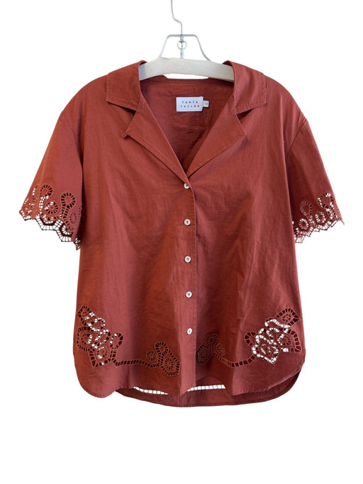 Tanya Taylor Size XS Burnt Orange Cotton Button Down Collared Hi Lo Top Burnt Orange / XS