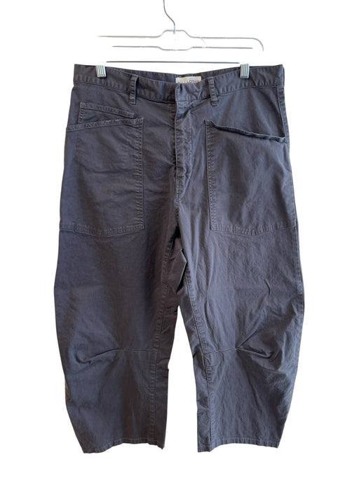Nili Lotan Size 8 Dark Grey Cotton Blend Zip Up Barrel Leg High Rise Pants Dark Grey / 8