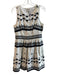 J. Crew Size 8 White & Navy Linen Blend Sleeveless Knee Length Side Zip Dress White & Navy / 8