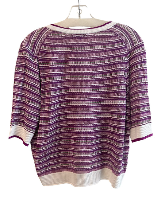 Veronica Beard Size XL Purple & Yellow Viscose V Neck Cardigan Striped Top Purple & Yellow / XL