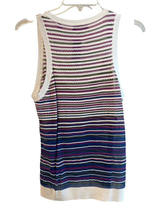 Veronica Beard Size M Purple & White Viscose & Polyester Stripped Detail Top Purple & White / M