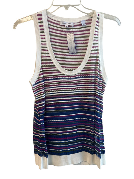 Veronica Beard Size M Purple & White Viscose & Polyester Stripped Detail Top Purple & White / M
