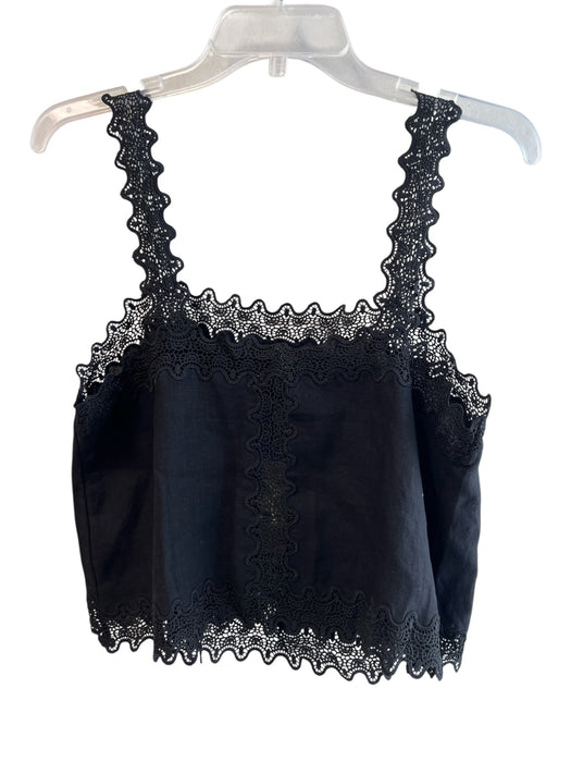 J. Crew Size M Black Linen broderie anglaise Light Weight Cropped Boxy Top Black / M