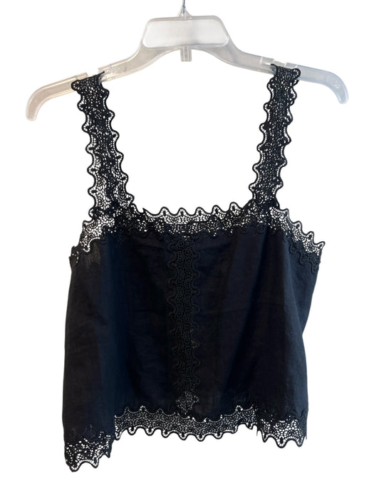 J. Crew Size M Black Linen broderie anglaise Light Weight Cropped Boxy Top Black / M