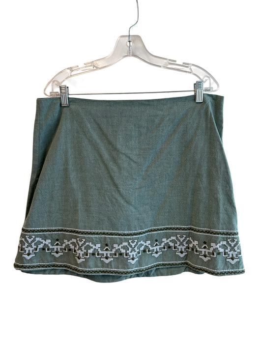 Julia Armory Size XL Green & White Cotton Sleeveless Embroidered Skirt Set Green & White / XL