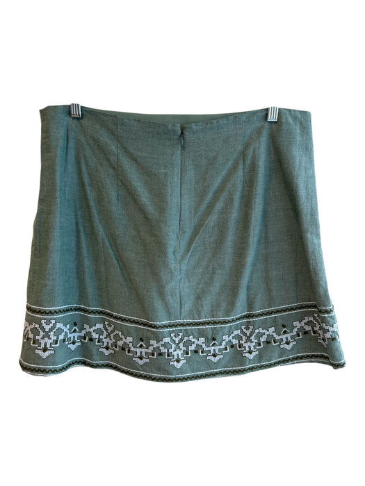 Julia Armory Size XL Green & White Cotton Sleeveless Embroidered Skirt Set Green & White / XL