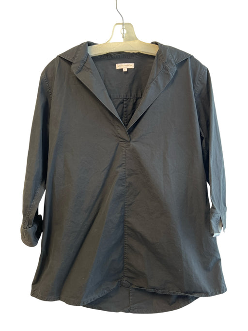 Ann Mashburn Size L Black 100% Cotton Collared Above Knee 1/2 sleeve Tunic Black / L