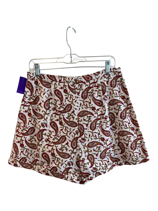 Julia Amory Size M White, Beige & Red Cotton High Rise Paisley Print Shorts White, Beige & Red / M