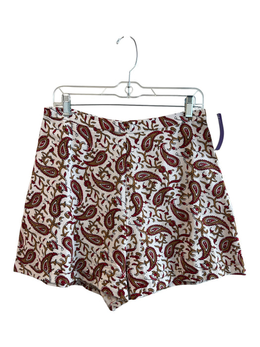 Julia Amory Size M White, Beige & Red Cotton High Rise Paisley Print Shorts White, Beige & Red / M