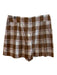 Veronica Beard Size 14 Beige, Pink & White Cotton Blend High Rise Flannel Shorts Beige, Pink & White / 14