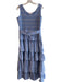Hunter Bell Size 12 Blue & White No Fabric Tag Belt Incl. Tiered Striped Dress Blue & White / 12