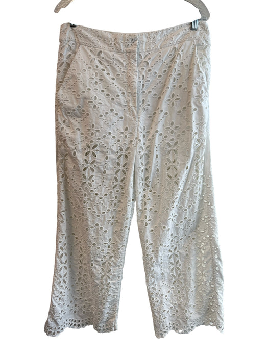 Veronica Beard Size 12 White Cotton Eyelet High Rise Sleeveless Zip Up Pants Set White / 12
