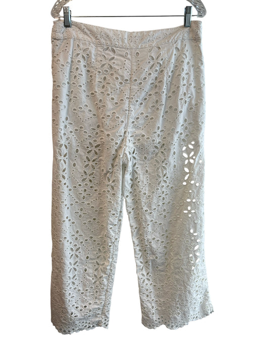 Veronica Beard Size 12 White Cotton Eyelet High Rise Sleeveless Zip Up Pants Set White / 12