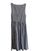 Hill House Size L Navy & white Cotton Maxi Striped Shirred Top Sleeveless Dress Navy & white / L