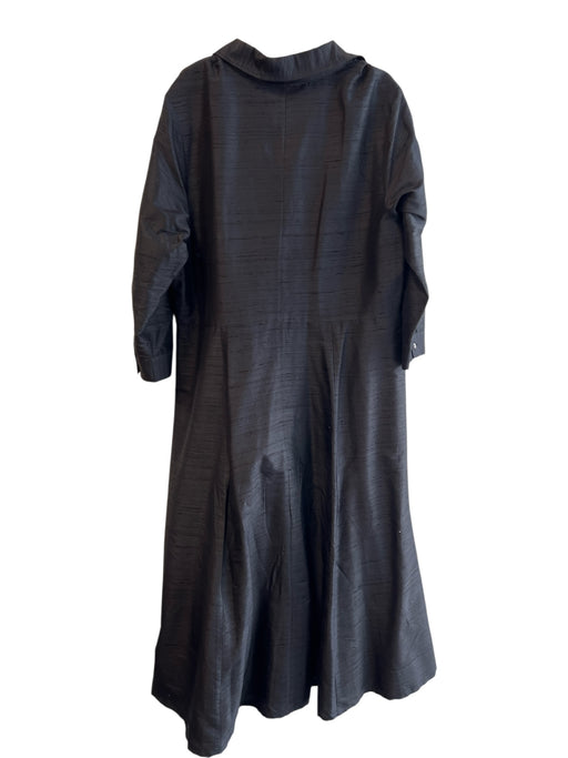 Julia Amory Size XL Black Silk 1/2 Sleeve Maxi Collared Button up Dress Black / XL