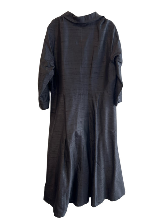 Julia Amory Size XL Black Silk 1/2 Sleeve Maxi Collared Button up Dress Black / XL