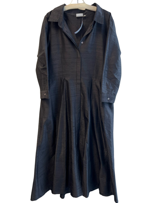Julia Amory Size XL Black Silk 1/2 Sleeve Maxi Collared Button up Dress Black / XL
