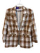 Veronica Beard Size 12 Cream, Tan & Pink Cotton Plaid Metallic Thread Blazer Cream, Tan & Pink / 12