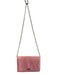 Kate Spade Pink & Cream Patent Leather Striped Chain Magnetic Close Bag Pink & Cream / Small