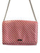Kate Spade Pink & Cream Patent Leather Striped Chain Magnetic Close Bag Pink & Cream / Small