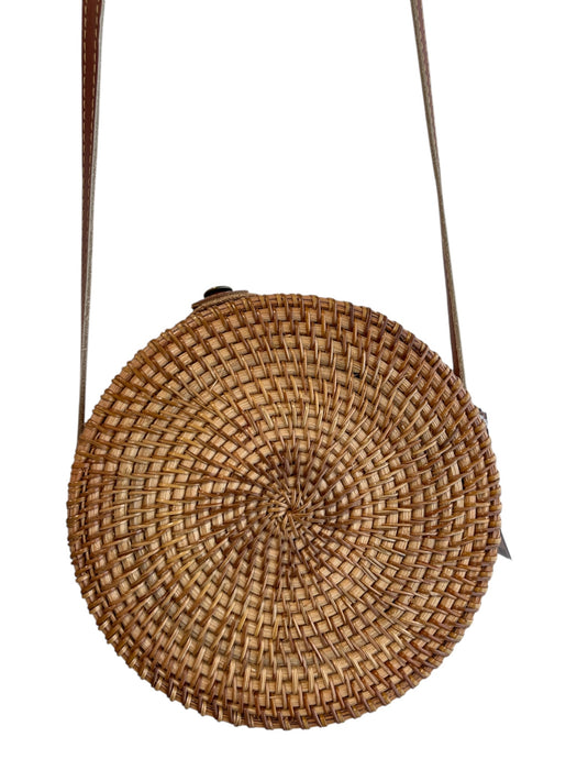 No Brand Tan Straw round Snap Closure Shoulder & Crossbody Strap Bag Tan / Small